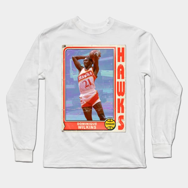 Retro Dominique Wilkins Trading Card Long Sleeve T-Shirt by darklordpug